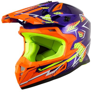 KSK Casco Cross Rush Mixto, Azul y Naranja, M (57-58cm)
