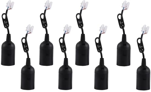 Zbssny E27 Lampenfassung mit Kabel 8er Set, Robuste Baufassung | E27 Fassung Set,Vorinstalliertes Anschlusskabel,Für Baustelle Heimwerker,Stabile Stromverbindung,Standard LED