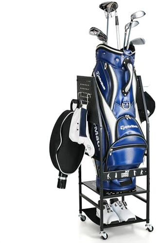 Mythinglogic Golf Bag Storage Organizer, Extra Large Golf Storage Stand for Golf Bag Accessories, Golf Storage Rack for Garage, Golf Club, Home