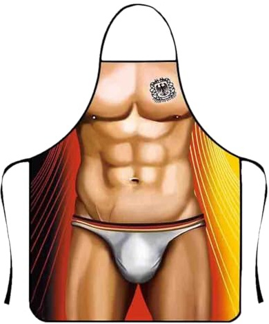 PYRUVAE Muskelmann Grillschürze für Männer Kochschürze Küchenschürze Lustige Schürze Wasserdichte für Herren Damen Geschenk für Party Costume Grill (1)