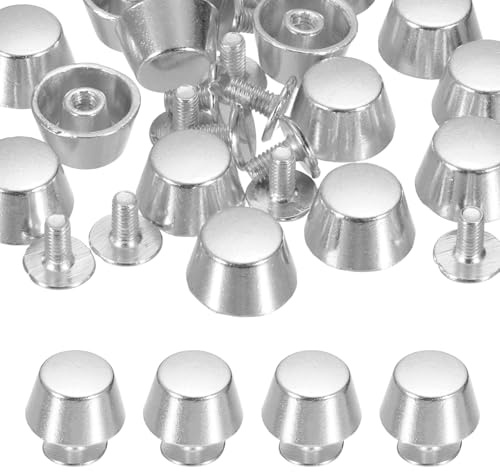 PATIKIL 12mm Rivetti A Vite Posteriori 15 Set Piedini Borsetta Borse Chiodi Rotondi Testa Piatta Rivetti Punta Lavorazione Pelle Per Fai Scarpe Valigie Pelle Tonalità Argento
