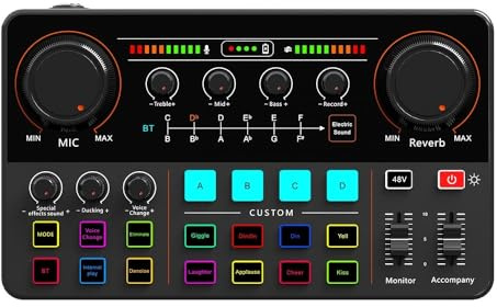 Mesa Mezclas DJ, Tarjeta de sonido en vivo Compatible con Bluetooth, mezclador de transmisión, tarjeta de sonido