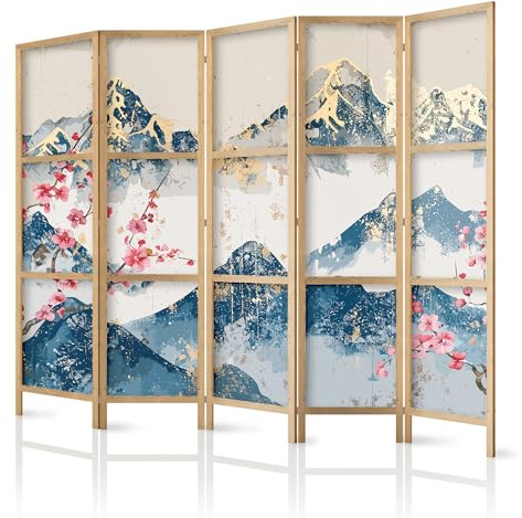 framed concept - Paravent Raumteiler aus Holz 225x172 cm, 5-teilig, einseitig, im orientalischen Stil