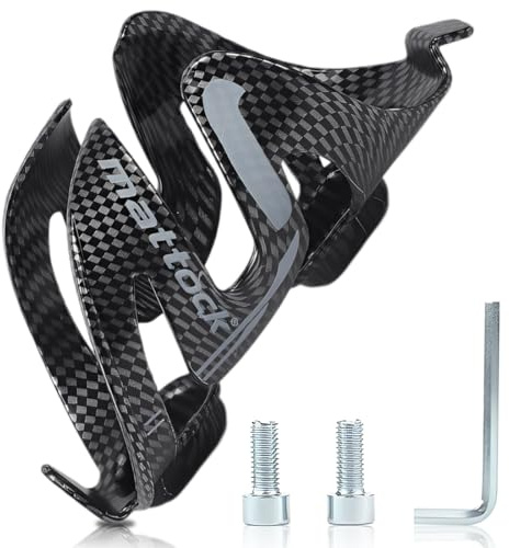 KIRZAX Getränkehalter Fahrrad Kohlefaser, 42g Leichtgewicht, Doppelfixierung – für 55-70mm Trinkflaschen (Lenker/Rahmen), verstellbar mit Schraubenwerkzeug
