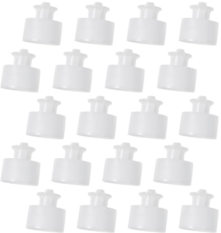 OFFIGAM 28mm Pe Sealing Sports Bottle Lids 20pcs Leak Prevention | White Push-pull Design, for 28mm Outer-diameter Bottles, Milk Bottle Tops Included