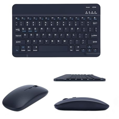 Clavier Souris sans Fil,Wireless Keyboard Mouse Combined, Silent Wireless Keyboard, Rechargeable Ultra-Thin and Portable, Ergonomic Keyboard and Mouse for iOS/iPad/PC/Android/Windows Laptop