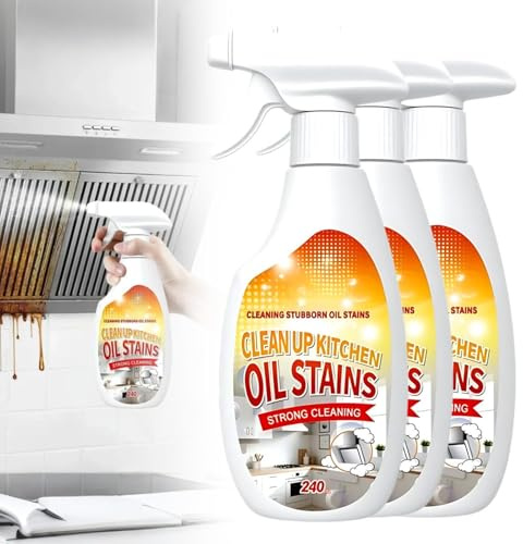Heavy Duty Degreaser, 2025 Upgrade Strong Oil Detergent Lemon Cleaner, Kitchen Cleaner, Multi-Purpose Household Degreaser, Stain Remover for Stove & Range Hood (3, 240ML)