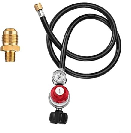 Zeroupshop Regulador de propano ajustable de 0 a 30 PSI con medidor y manguera de 4 pies | Tipo 1 para conector QCC1, salida UNF, para parrillas de gas, freidoras y hogueras, accesorio hembra de 38 pulgadas