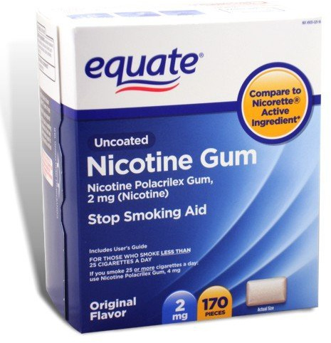 Equate - Nicotine Gum Polacrilex 2 mg, Stop Smoking Aid, Original Flavor, 170 Pieces