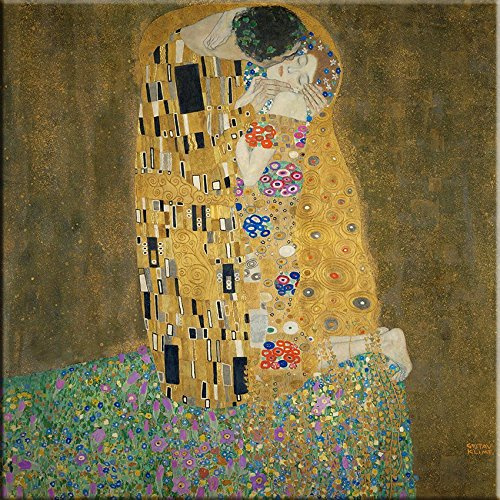 time4art Gustav Klimt Print Canvas Bild DER Kuss The Kiss auf Keilrahmen Leinwand Verschiedene Größen (80x80cm)