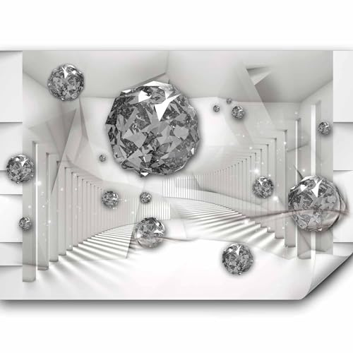 murando - Fototapete Vlies Diamant silber weiß, 400x280 cm, Schlafzimmer | Full HD Druck, 3D-Effekt, lichtbeständige Farben, ideal fürs Wohn- oder Schlafzimmer, schnelle Montage, lichtbeständig, edel