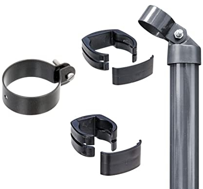 Alberts 601881 Zaunanschluss-Set Wellengittertor an Schweißgitter Fix-Clip Pro® | Set,2s | zinkphosphatiert anthrazit-metallic | zum Einbetonieren | Torpfosten-Ø: 60 mm | Zaunhöhe: 1220 mm