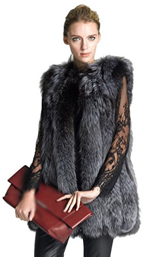 LvRao Donna Giacca Gilet Invernale Cappotto di Falso Pelliccia Senza Maniche Giacchetto Giubbotto Parka (Grigio, CN S)