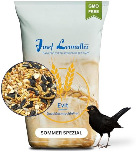 Leimüller Vogelfutter Wildvögel Ganzjährig 5kg (Sommer Spezial) - Wildvogelfutter mit Sonnenblumenkerne & Mehlwürmer - Streufutter für Wildvögel Staubfrei & ohne Zusatzstoffe