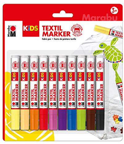 CREATIV DISCOUNT® NEU Marabu Kids Textilmarker Set, 3mm, 10 teilig