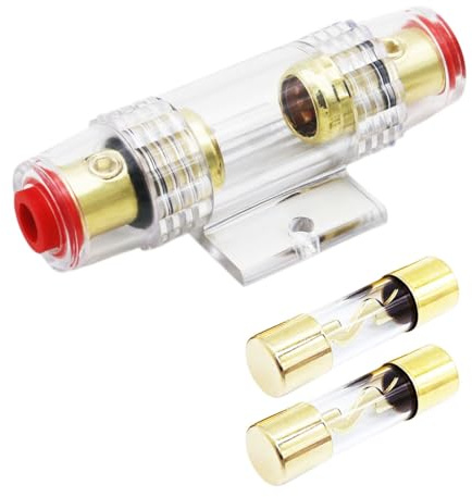 Carviya 4-8 Gauge AWG Inline-Sicherungshalter mit zwei 60A AGU Typ Sicherungen für Auto-Audio/Alarm/Verstärker/Kompressoren (1 Packung)