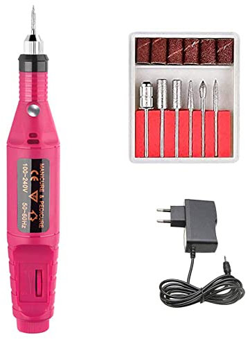 Torno para Uñas - Set Manicura Lima Uñas Electrico de Taladro de Uñas Pulidor de Uñas para Arte de Clavo Kit Manicura Pedicura Profesional Torno Pulidor Uñas Lima 6 en 1 Velocidad Ajustable Torno