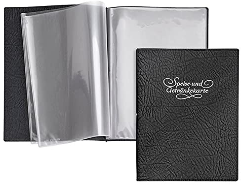 VELOFLEX - Sichtbuch DIN A4 Vintage aus Leder, Schwarz | Regeneriertes Leder, 5 Doppelhüllen mit 20 Sichtseiten, erweiterbar, für Präsentationen, Speise- und Getränkekarten