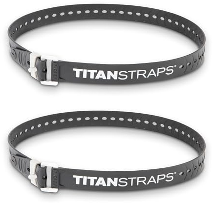 Titan Industrial Straps - Safety Strap Set to Secure Splits, Cargo Bikes, Garden Hoses, Wood Working Projects - 70 lb. Working Load, 36 Length, Black, 2-Pack