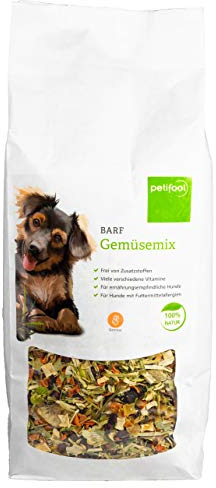petifool Barf - Mezcla de verduras para perros 900 g – copos de verduras como alimento complementario Barf – Producto natural sin aditivos artificiales – Comida para perros sin gluten y sin cereales –