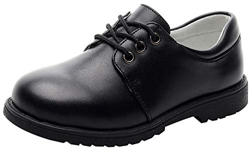 rismart Niño Punta Redonda Zapato Oxford Vestir para Traje Escuela Calzado(Negro,36 EU)