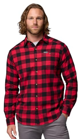 Columbia Camisa de Manga Larga para Hombre Cornell Woods, Montaña Red Buffalo Check, XL