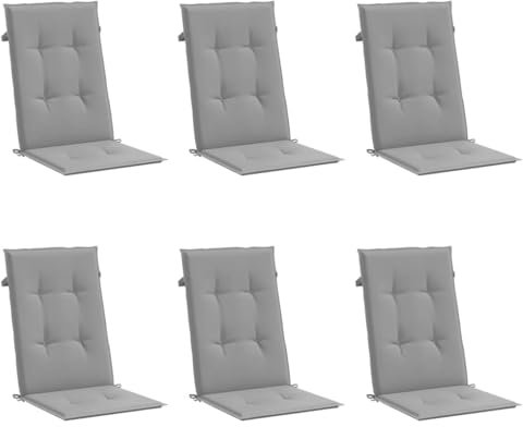 vidaXL Gartenstuhlauflagen für Hochlehner 6 STK., Gartenstühle Sitzauflagen, Sitzkissen Polsterauflagen UV-Beständig, Hochlehner Auflagen, Grau Stoff