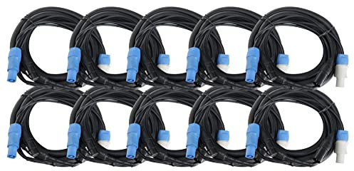 Pronomic Stage PPD-5 Cable Híbrido Powerplug/DMX Set de 10 - Cable combinado para alimentación y señal DMX - Sin enredos al conectar efectos de luz - Longitud: 5 m - Negro
