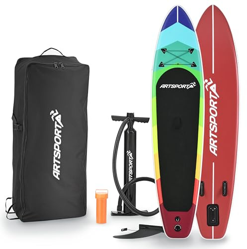 ArtSport Stand Up Paddling Board Set Retro Love aufblasbar 320 cm - 150 kg - Fußleine, Pumpe, Paddel, Tasche & Zubehör - SUP Board Standup Paddle