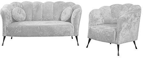 Mirjan24 Sofagarnitur Telomin I + II, Sofa Sessel Couch Polstersofa Couchgarnitur Fernsehsessel Polstergarnitur Farbauswahl (Füße: schwarz Chrom, Eureka 2132)