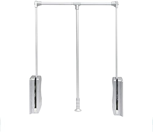 Kleiderlift Für Schrankbreite, 890-1200 mm Aluminium, Verstellbare Schrankstange Herunterziehen, Kleiderbügel, 30 Kg, Strapazierfähiges Schrank-Lift, Für Schlafzimmer, Garderobe,Silber,890_1200cm