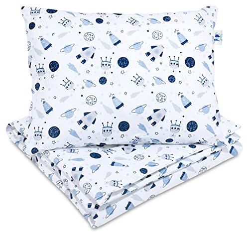 Pepi Baumwolle Kissen und Decken Set 30x40cm und 75×100cm - Allergiker Bettdecke und Kissen Bettenset Kinderdecke - Kinder Decke und Kissen Magic Space