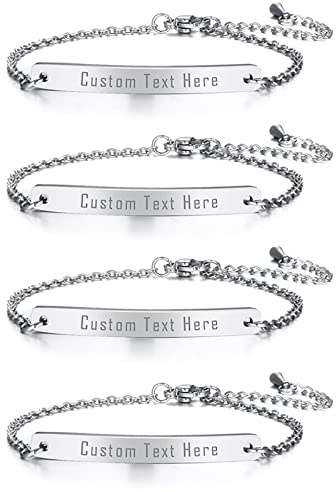 Cupimatch Personalisierte Armbänder Damen Armband Set mit Gravur Klassische Glänzende Freundschaft Brautjungfer Schmuck Set Hochzeit Armschmuck für Frauen 1/2/3/4/5/6