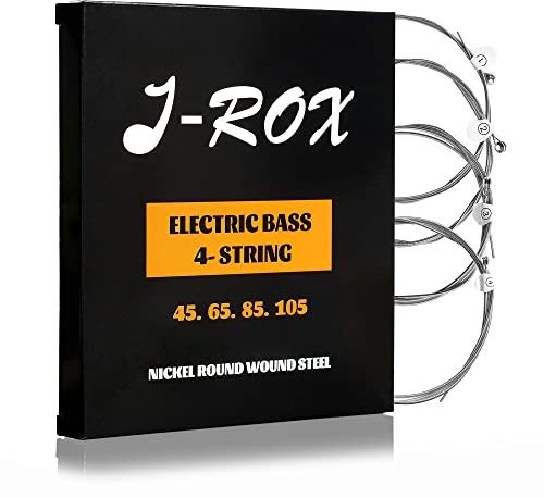 J-ROX Bassgitarren-Saiten-Set für Anfänger und Profis - Langlebige und stimmstabile 4-Saiten-Konfiguration für Bassgitarren - Enthält E-, A-, D-, G-Saiten