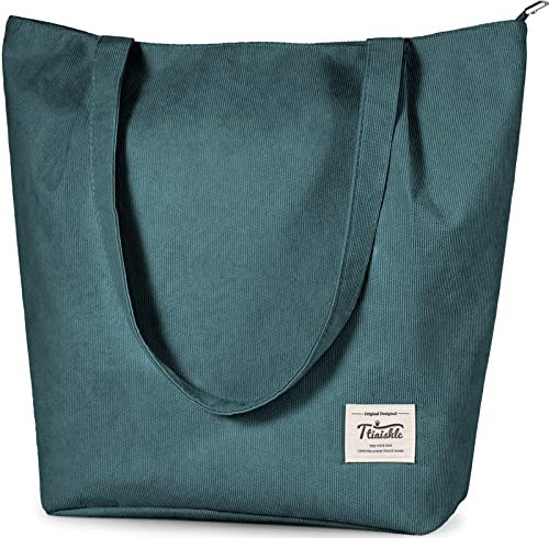 TTIAISHLE Cord Tasche Damen mit Reißverschluss | Cord Tote Bag für Frauen Mädchen | Shopper Tasche |Umhängetaschen mit Taschen |Größe Schultertaschen |Jutebeutel Stofftasche|Crossbody Handtasche