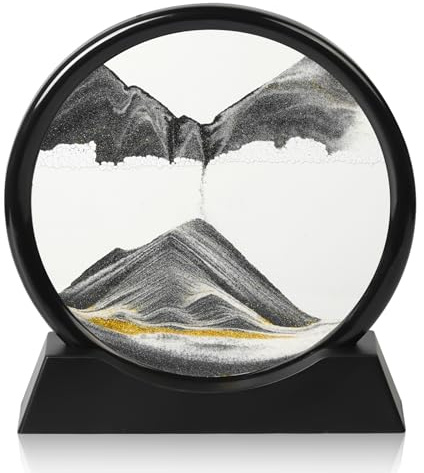 LURICO Peinture de Sable Fluide, Images de Sable Rotatives 3D Dynamiques, Sablier Decoratif Cadre Sable Mouvant, Cadre Sablier Decoratif avec Régulateur, pour le Bureau Maison Décoration （Noir , 7）