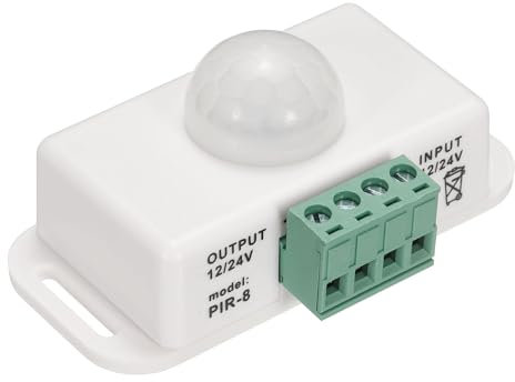 zalati Sensor de movimiento PIR 12V/24V LED infrarrojo regulador interruptor función de movimiento controlador automático para tiras de luces LED - Blanco