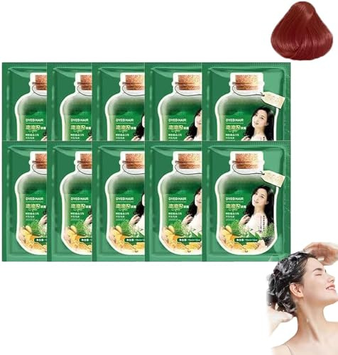 10 pièces shampooing de teinture capillaire à bulles végétales, teinture capillaire et soin capillaire 2 en 1, crème de teinture capillaire à l'essence végétale (châtaigne)