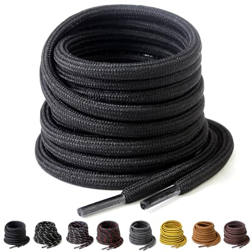 Yusimu 2 Paar Stiefel Schnürsenkel, Runde 4.5 mm - 5 mm Dicke, Reißfeste Ersatzschnürsenkel für Arbeitsschuhe und Wanderschuhe – Inklusive Extra Langer Boot Laces