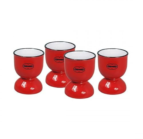 Cabanaz Eierbecher Eierhalter Eier Becher 4er Set Retro Vintage (Scarlet Red)