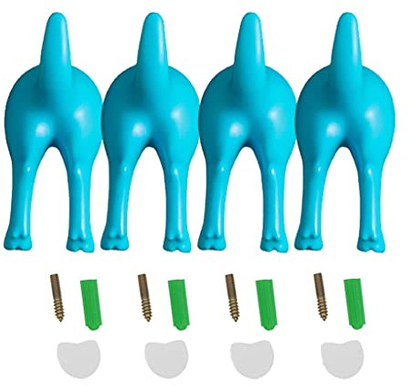 NYCEMAKEUP 4 ganchos nórdicos de cola de perro con tornillos, cinta adhesiva para colgar llaves, sombreros, abrigos, ganchos de pared, decoración de entrada del hogar, colgador de llaves montado en la