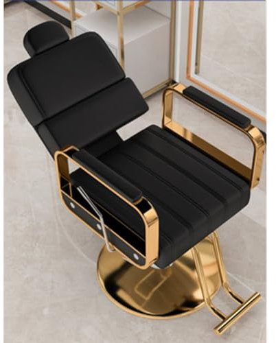 Llchaensc Friseurstuhl Mit Kopfstütze, Friseursessel Höhenverstellbar Kippbar Für Herren Damen, Friseureinrichtung Bedienungsstuhl Vintage Retro, Kunstleder,F
