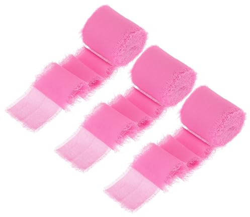 sourcing map Chiffonband, 3,8 x 2,7 m, Seidenband, Altrosa, Tüll-Satin-Stoffband Bänder für Geschenkverpackungen, Einladungen, Brautsträuße, 3 Stück