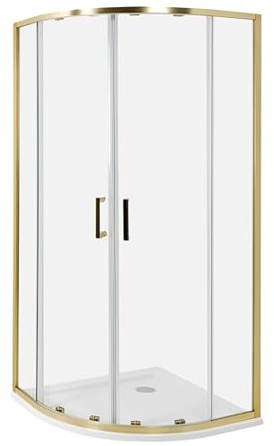 Cabina de ducha vidrio templado puerta doble corredera dorado 90 x 90 x 185 cm Jukatan