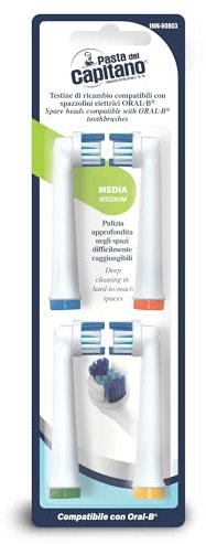 Pasta del Capitano Testine di Ricambio INN-90803 per Spazzolini Elettrici Oral-B®, Setole Irregolari per Pulizia Profonda e Spazi Difficili, Compatibilità Versatile per un'Igiene Orale Completa