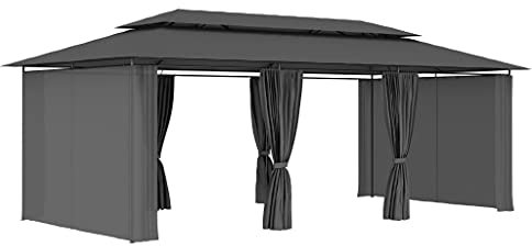 Küchenzelt Pergola Weidezelt Vorzelt - Pavillon mit Vorhängen 600x298x270 cm Anthrazit für Festival Camping Party Terrasse