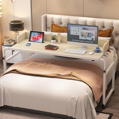 GWWBD über-betttisch Auf Rollen Höhenverstellbar，klein überbetttisch Auf Rollen überbetttisch Mit Rollen Overbed Tables über-betttisch Auf Rollen Höhenverstellbar(Color:Holz+)