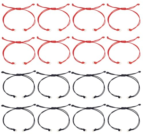 HOBBIESAY 30 pulseras de cordón de poliéster encerado en 2 colores, pulsera semiacabada, pulsera ajustable, cuerda anudada, hecha a mano, pulseras trenzadas de amistad para hacer joyas, Poliéster