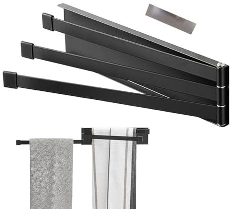 Space Saving Towel Shelf | Wall Towel Stand - Rustic Towel Ladder, Magnetic Dangling Towel Rack, 180 Degree Rotatable Space-Saving Rag Holder, Bathroom Accessories For Rag, Rubber Gloves