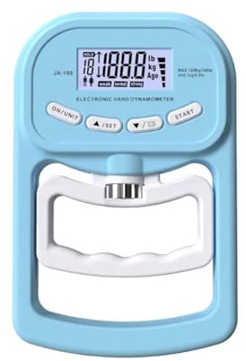 Dinamómetro de mano digital Medidor de medición de fuerza de agarre Captura automática Potencia de agarre manual electrónico 396 lb / 180 kg,Alta Precisión(Blauw)